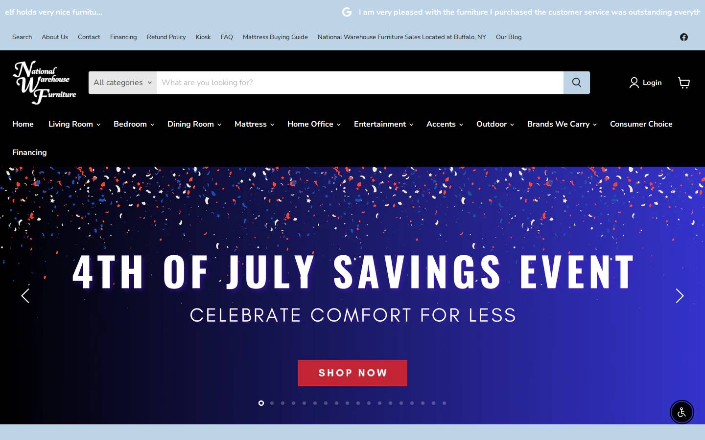 nationalwarehousefurnituresales.com homepage screenshot