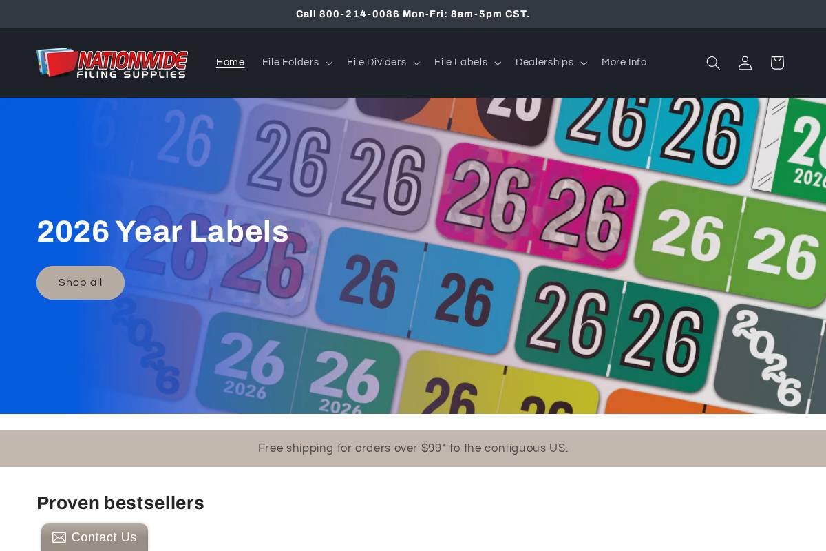 nationwidefilingsupplies.com homepage screenshot