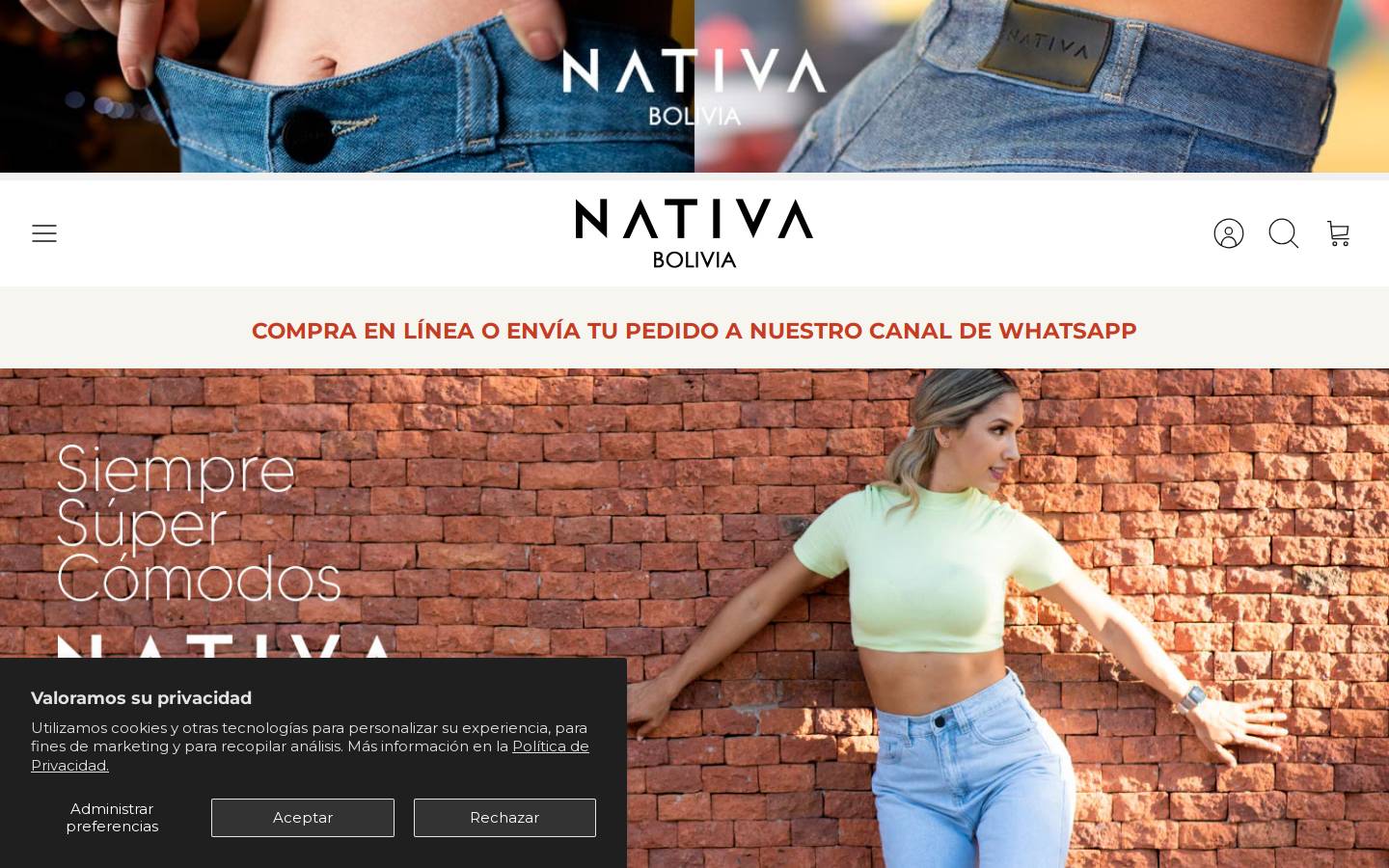nativadenim-bolivia.com homepage screenshot