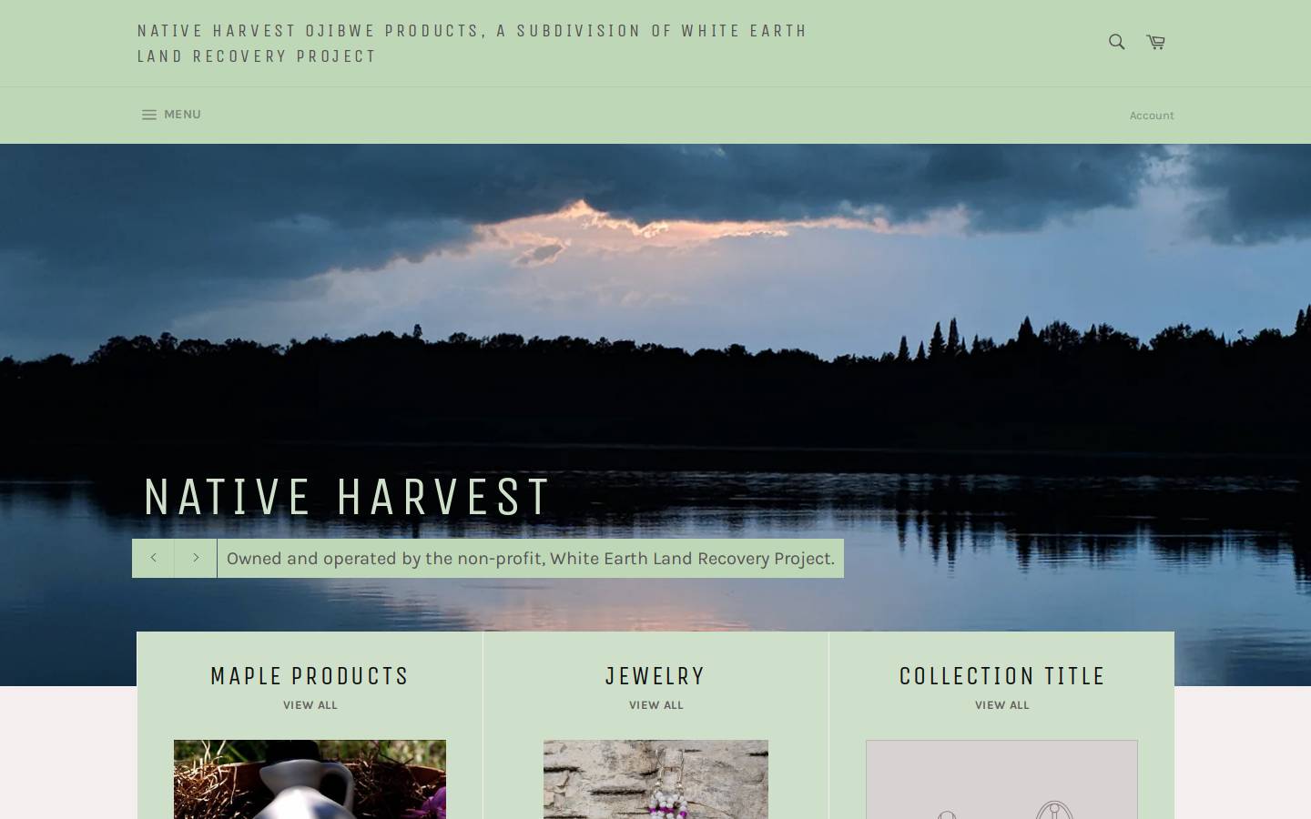 nativeharvest.com homepage screenshot