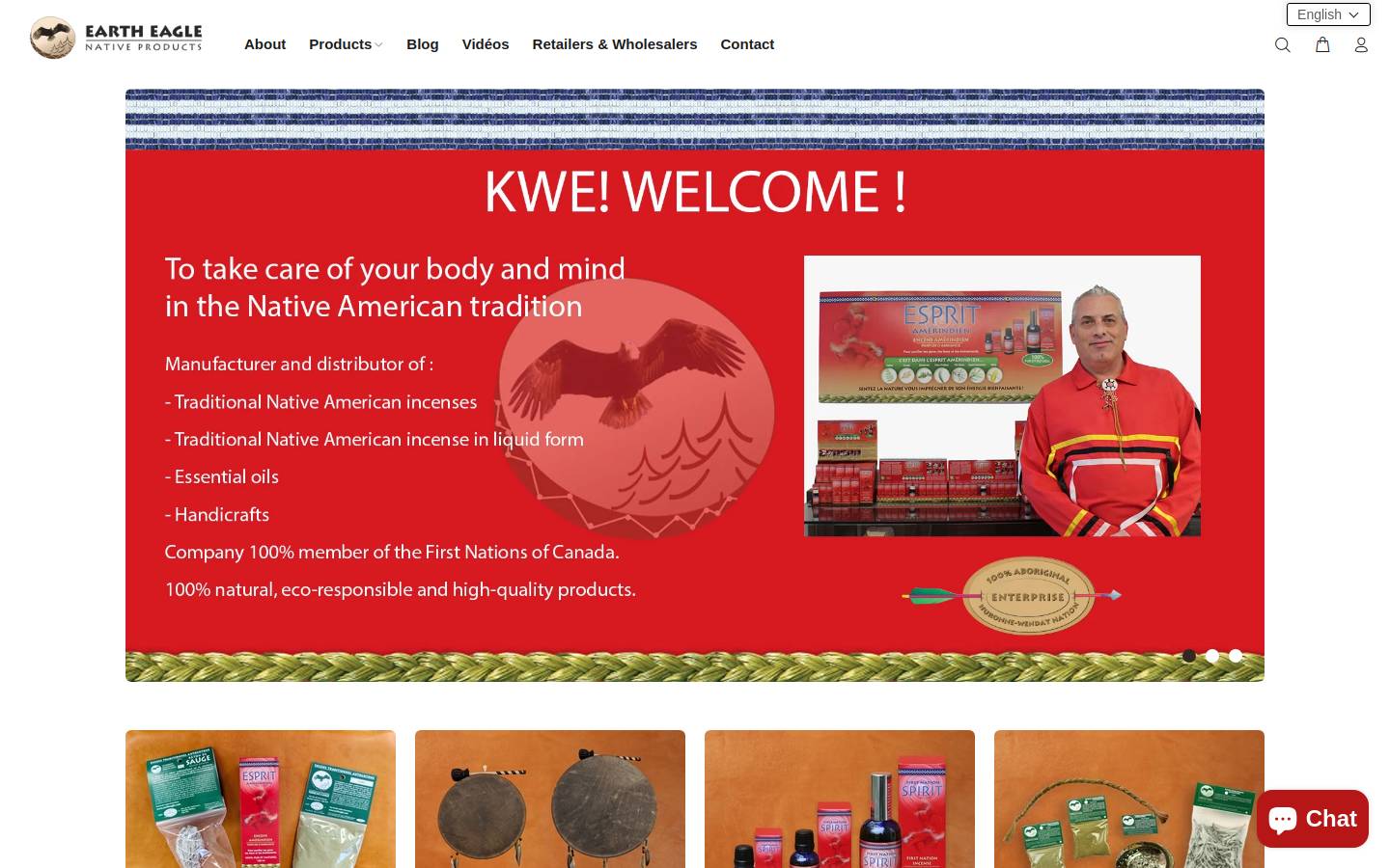 nativeincense.com homepage screenshot