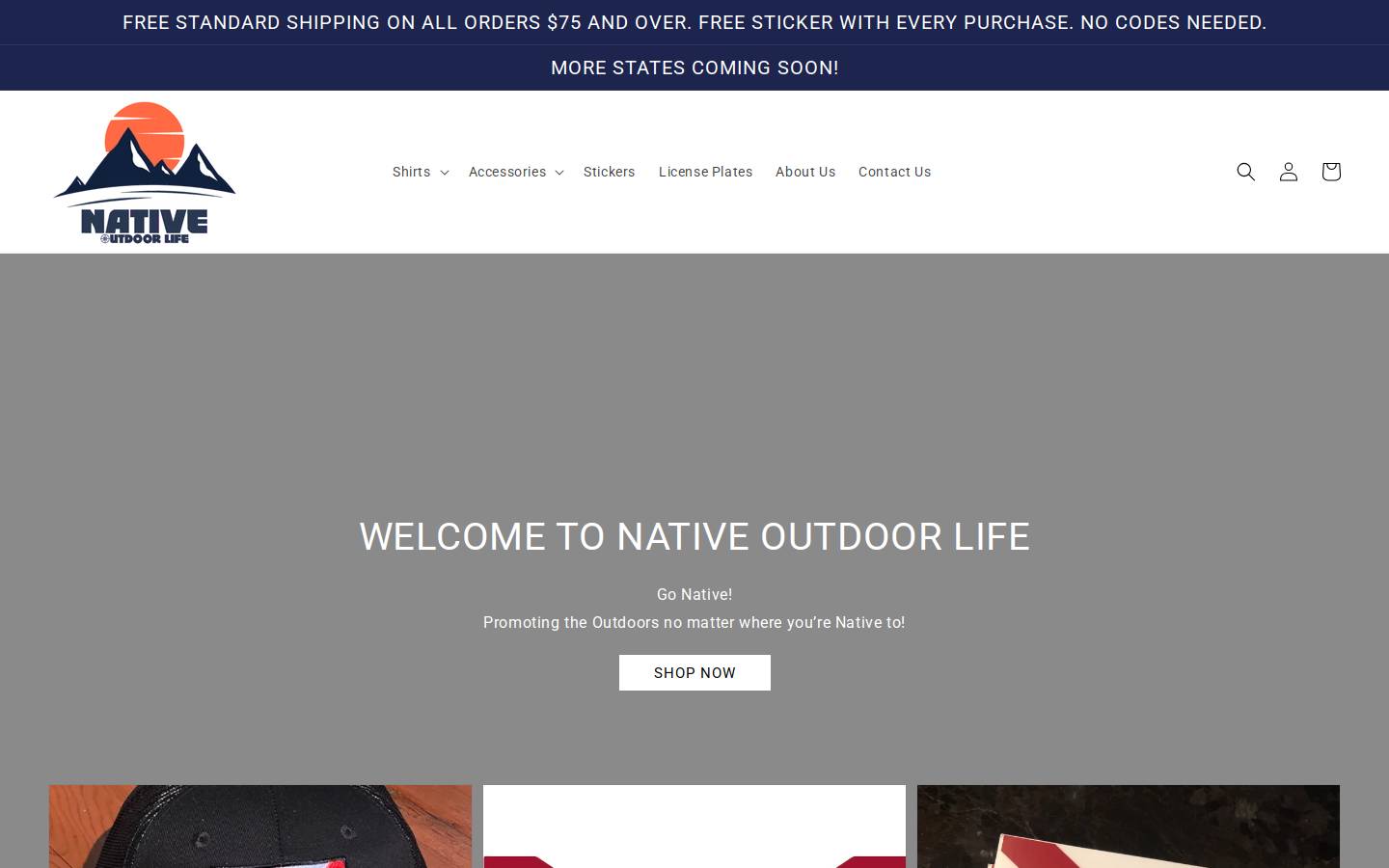 nativeoutdoorlife.com homepage screenshot