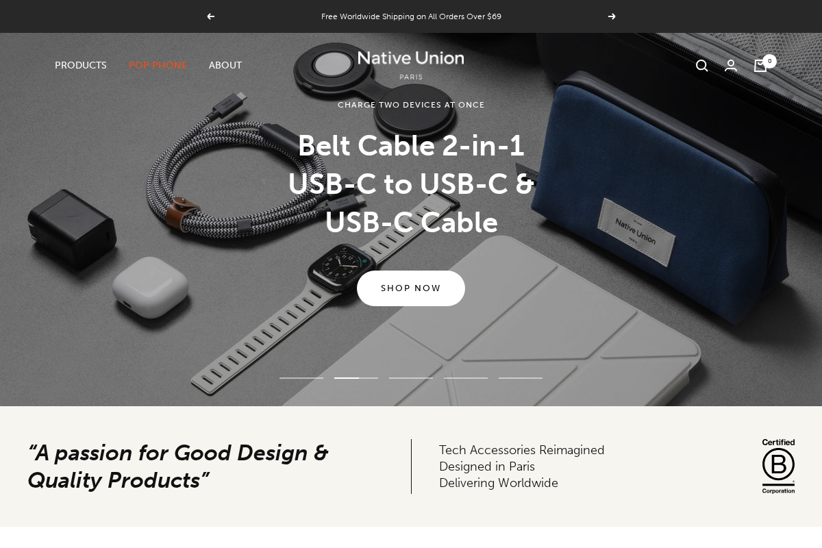 Native Union homepage screenshot
