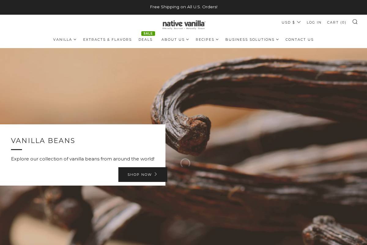 NativeVanilla homepage screenshot