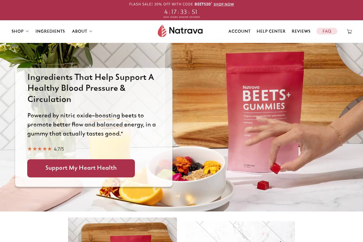 Natrava homepage screenshot