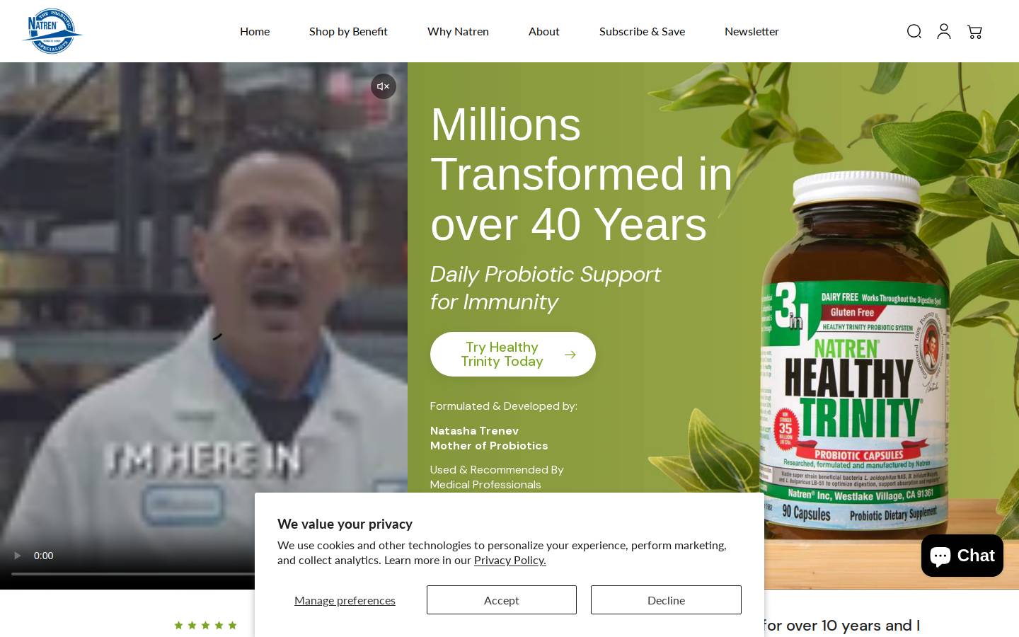 Natren Probiotics homepage screenshot
