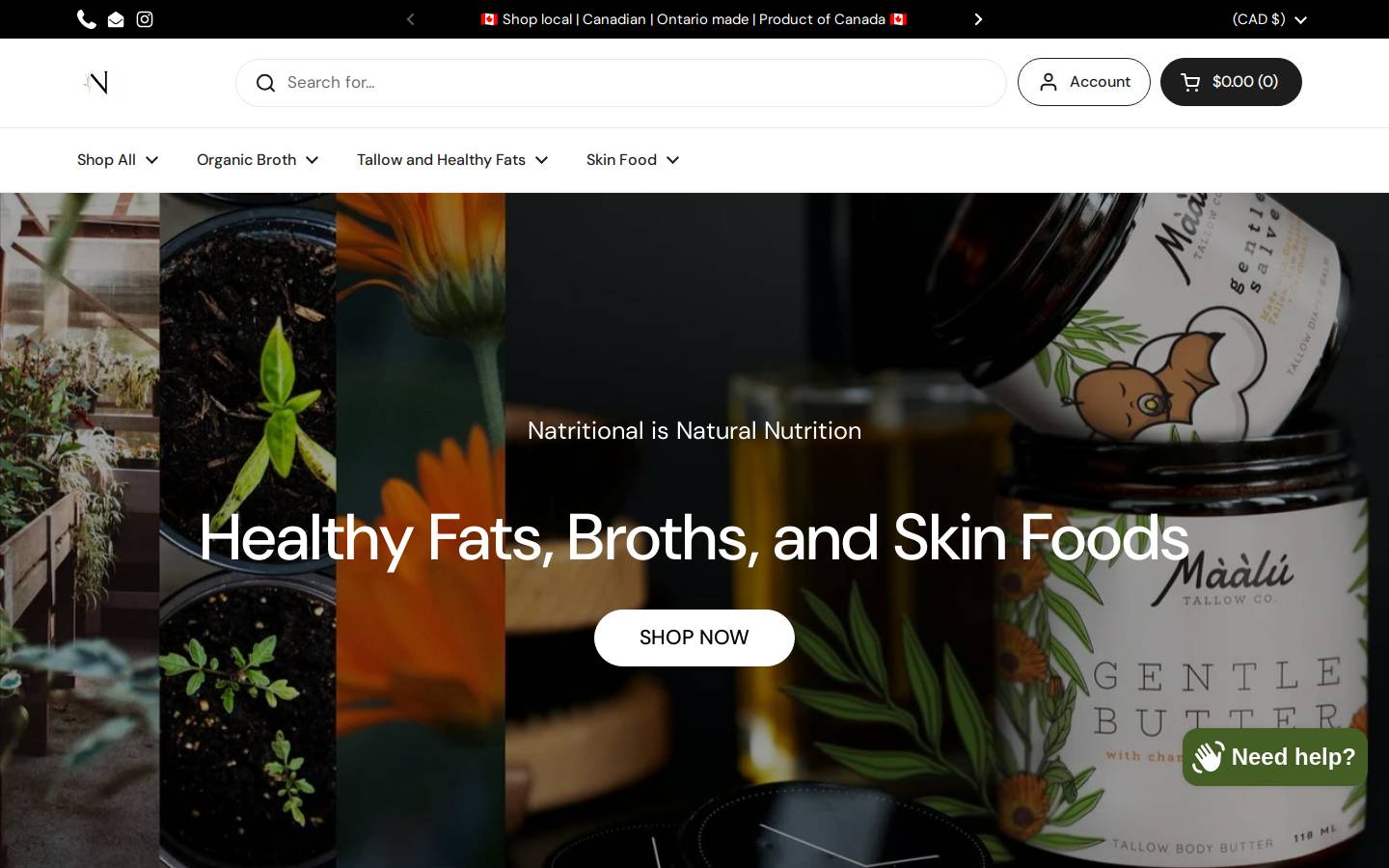 natritional.com homepage screenshot