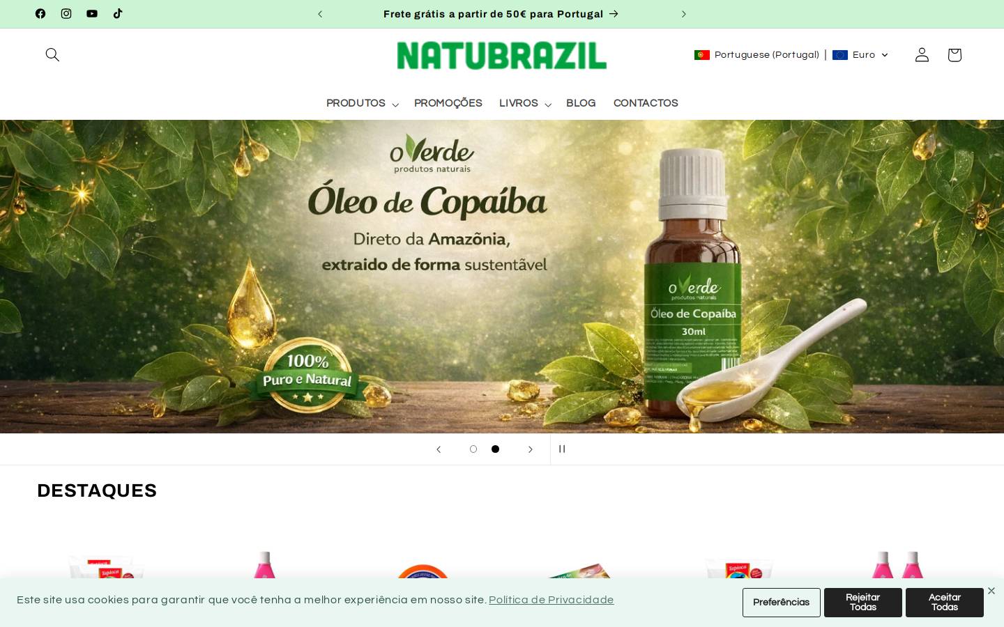 Natubrazil homepage screenshot