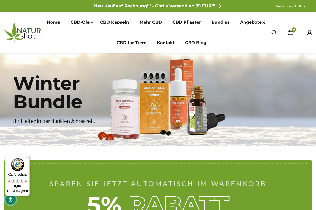 Natur Shop homepage screenshot
