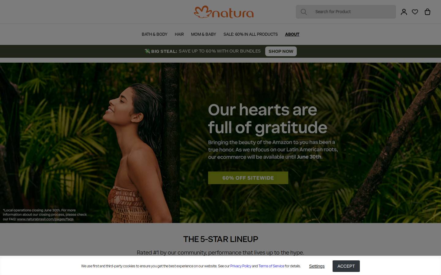 Natura US homepage screenshot