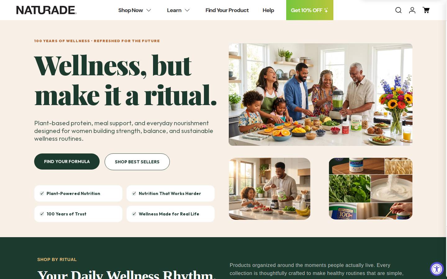 Naturade homepage screenshot