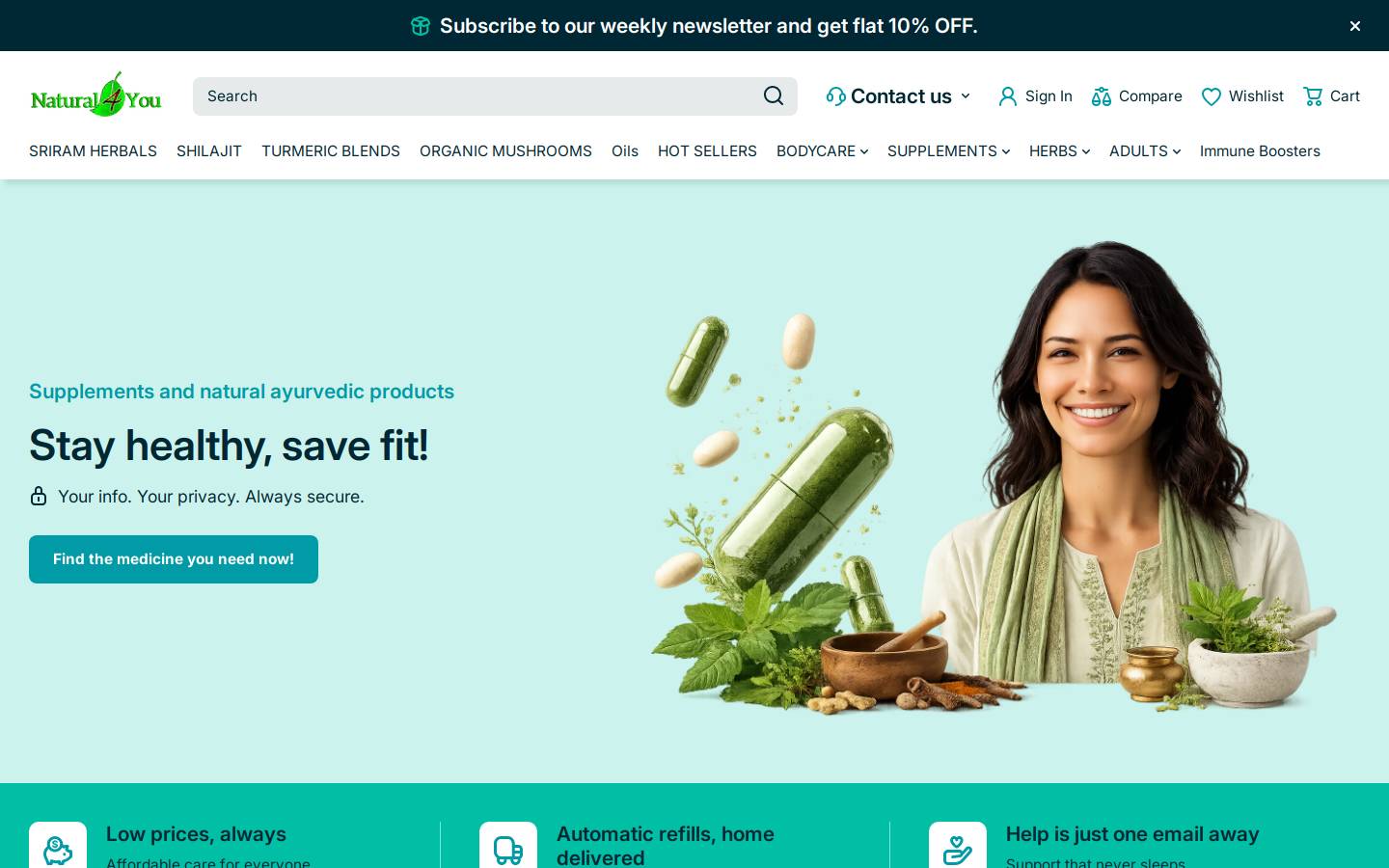Natural4you homepage screenshot