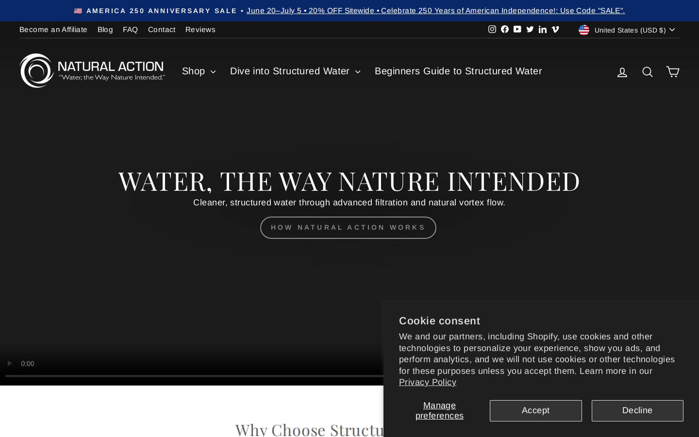 naturalaction.com homepage screenshot