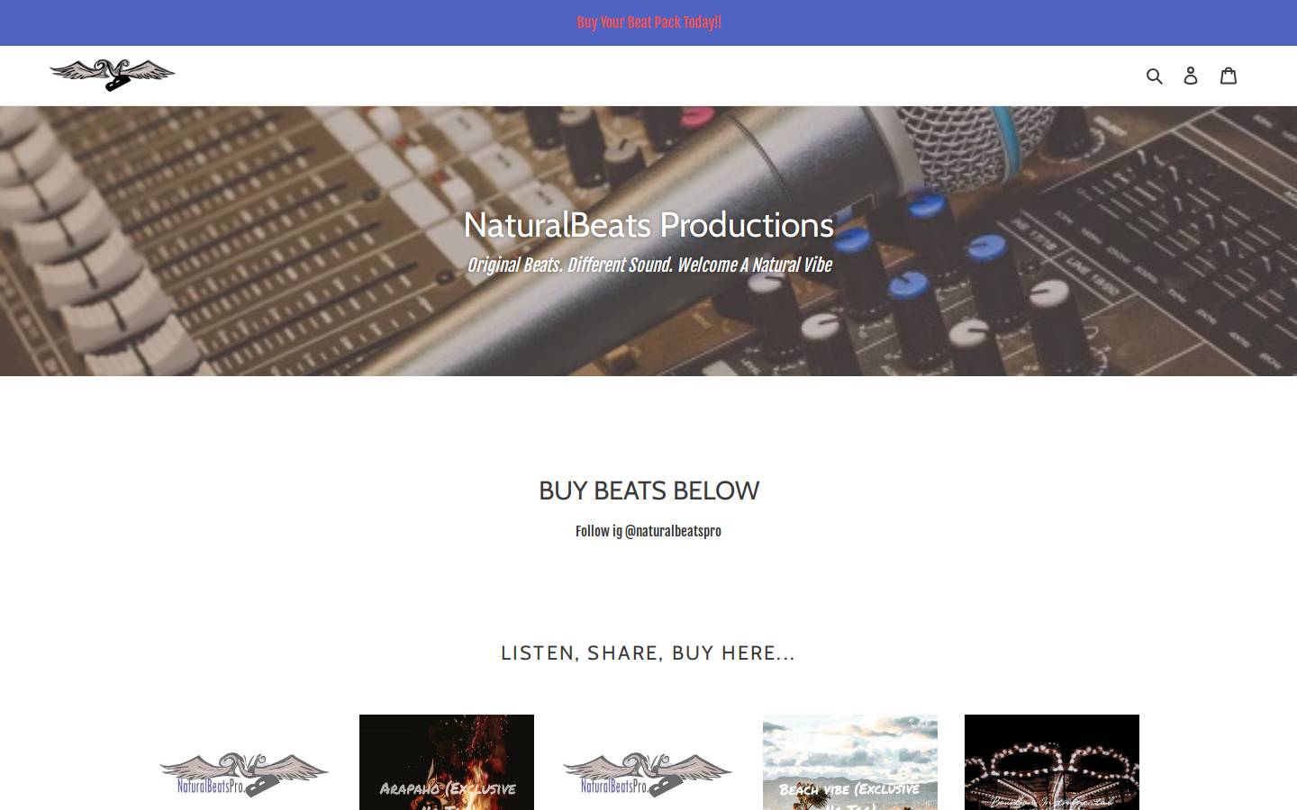 naturalbeatspro.com homepage screenshot