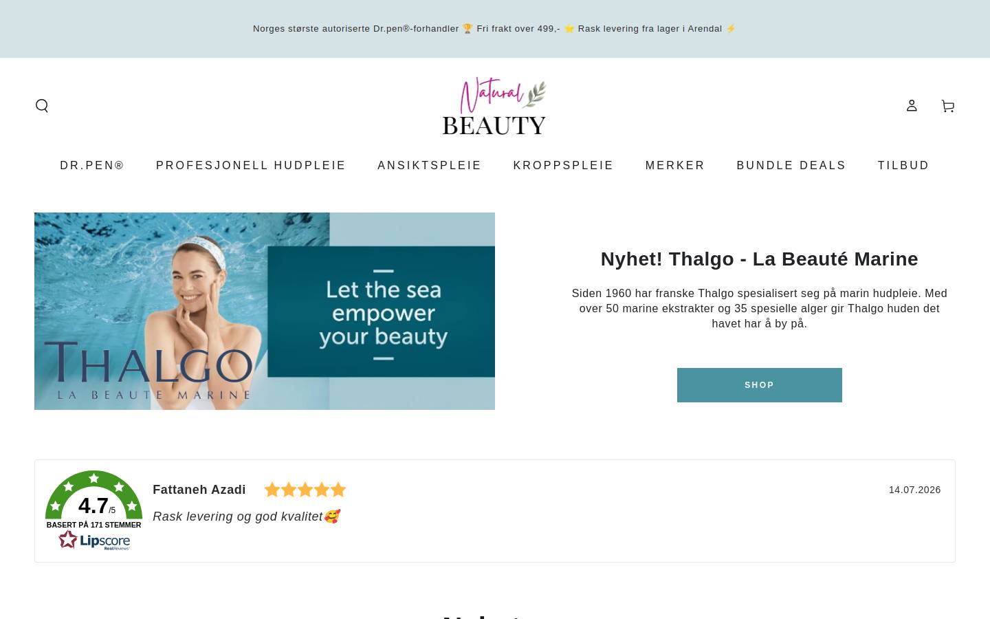 NaturalBeauty.no | Best på Dr.pen i Norge homepage screenshot