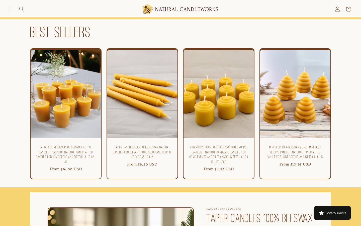 naturalcandleworks.com homepage screenshot