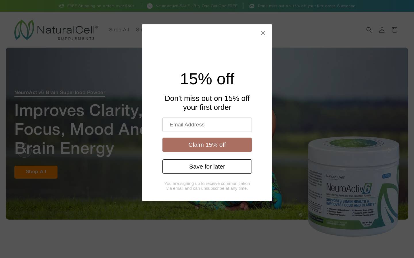 Naturalcellshop homepage screenshot