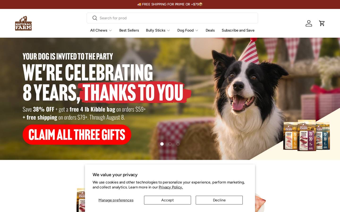 naturalfarmpet.com homepage screenshot