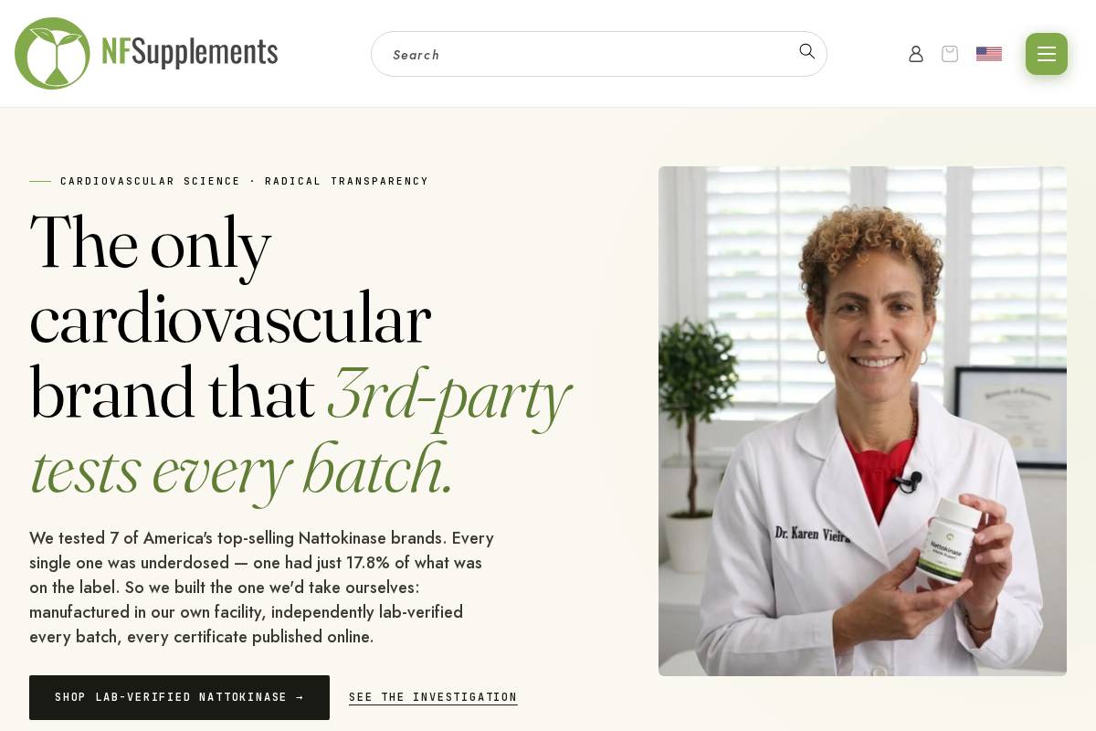 Natural Foundation Supplements homepage screenshot