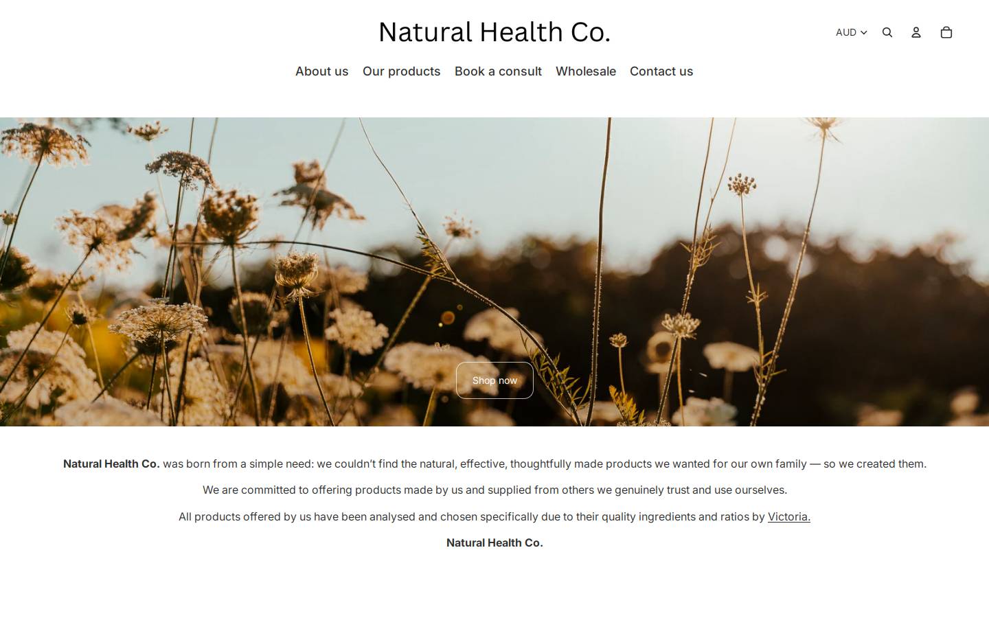 naturalhealthco.com.au homepage screenshot