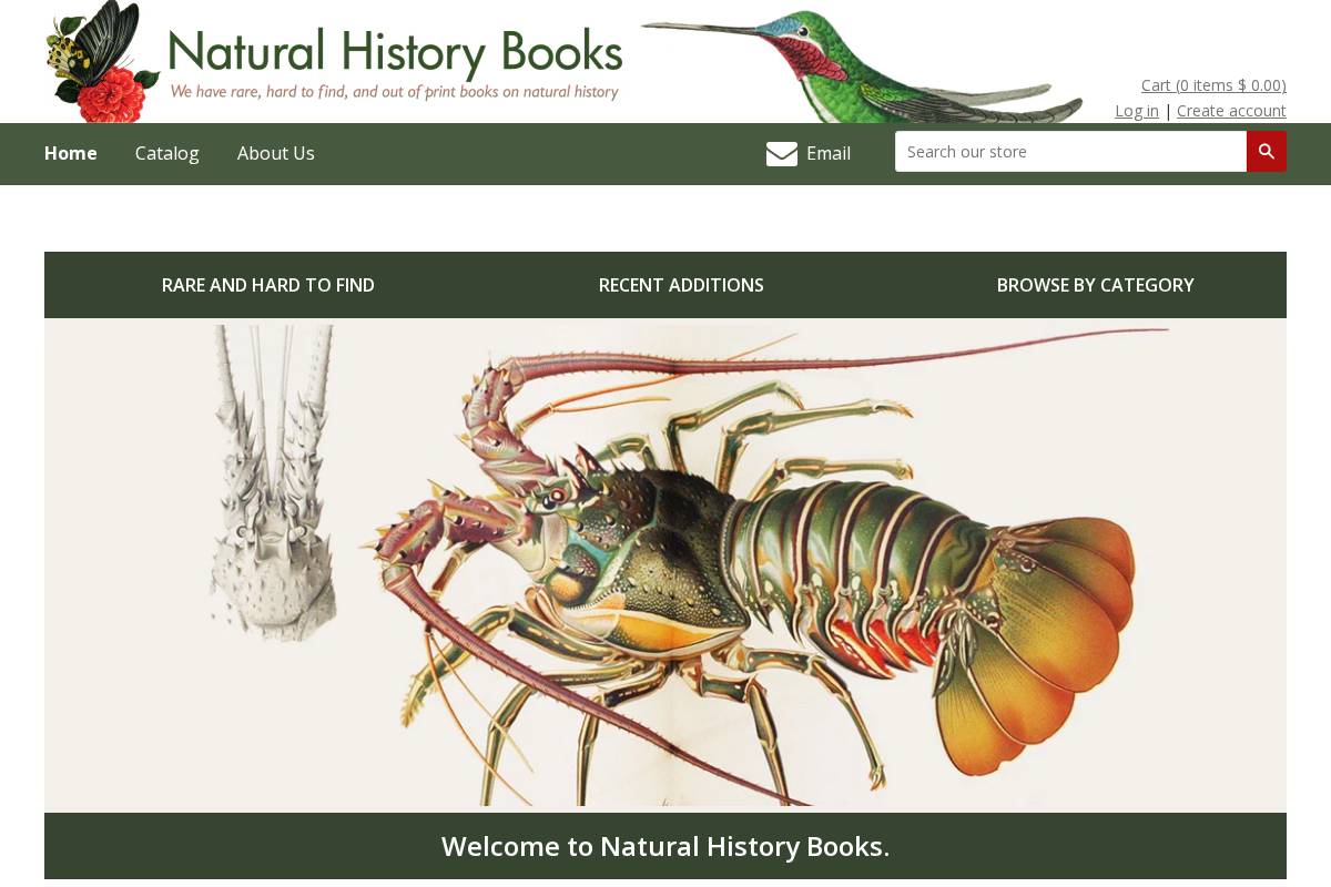 naturalhistorybooks.com homepage screenshot