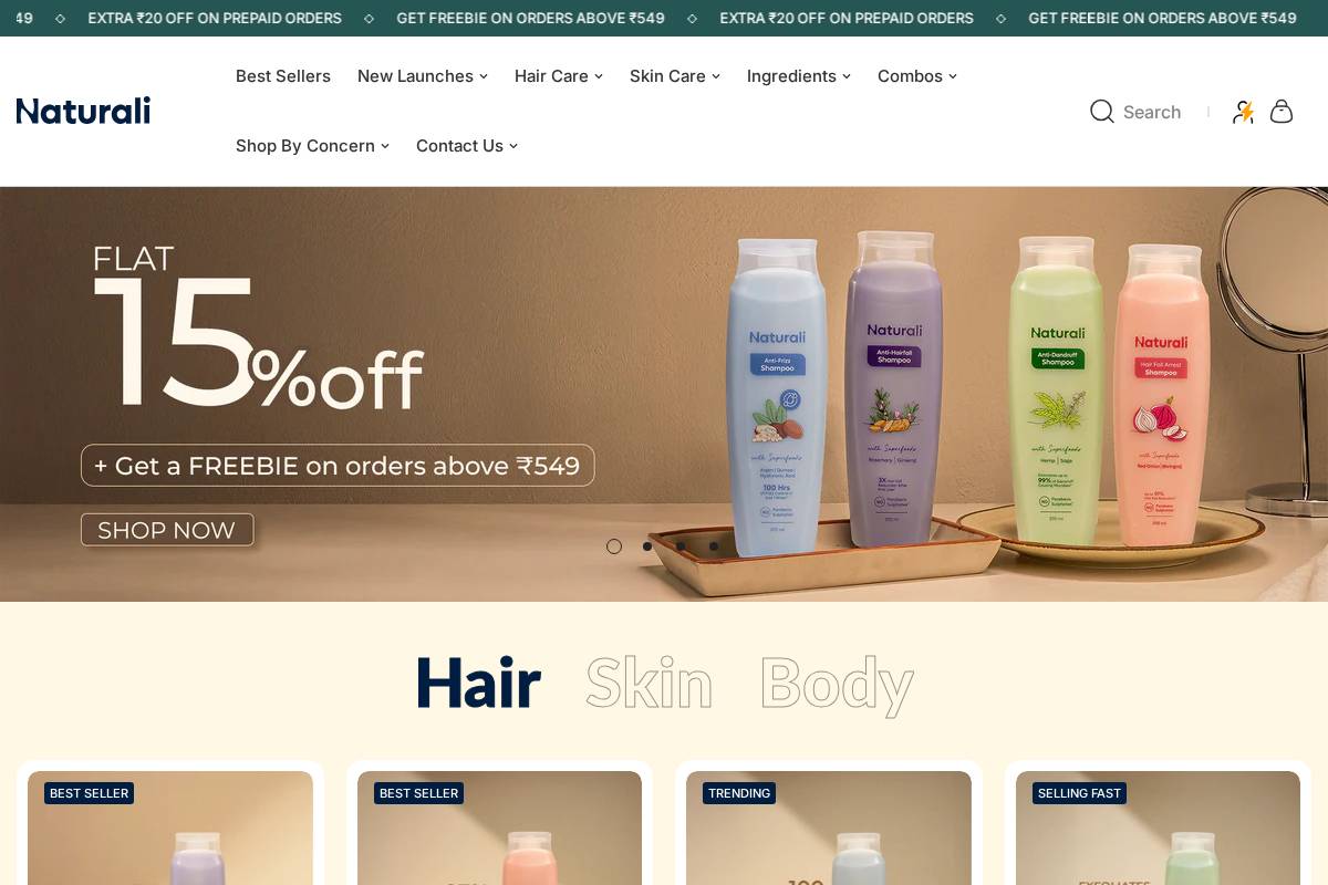 naturali.co.in homepage screenshot