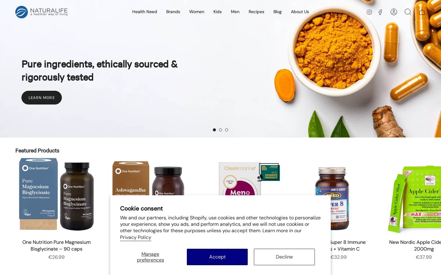 Naturalife homepage screenshot