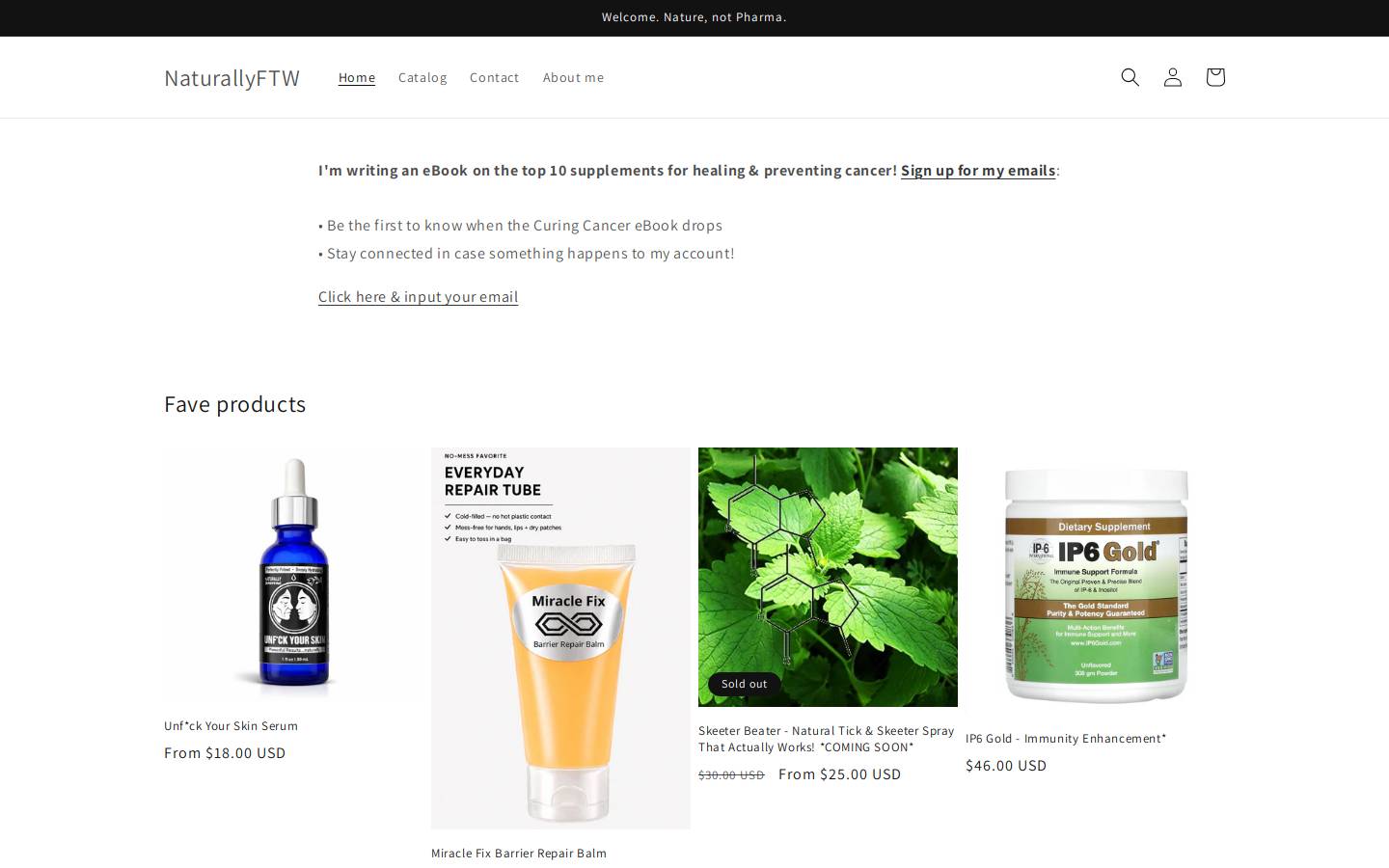 naturallyftw.com homepage screenshot