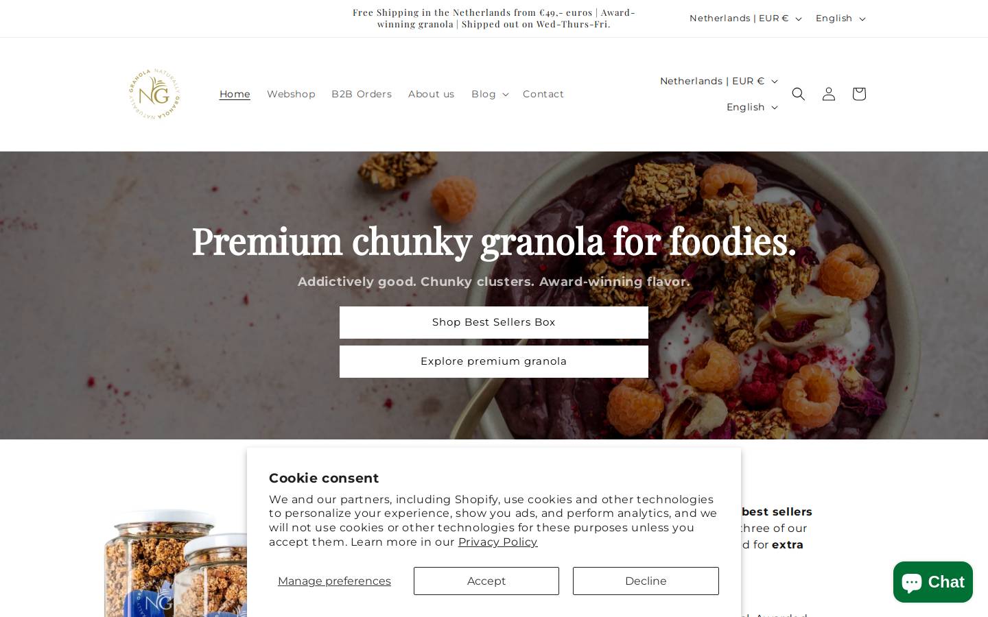 Naturallygranola homepage screenshot