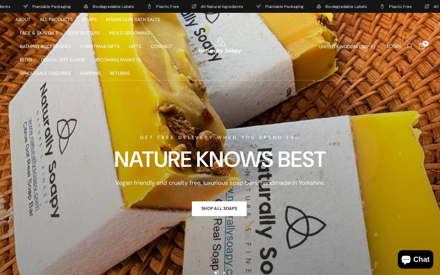 Naturally Soapy homepage screenshot