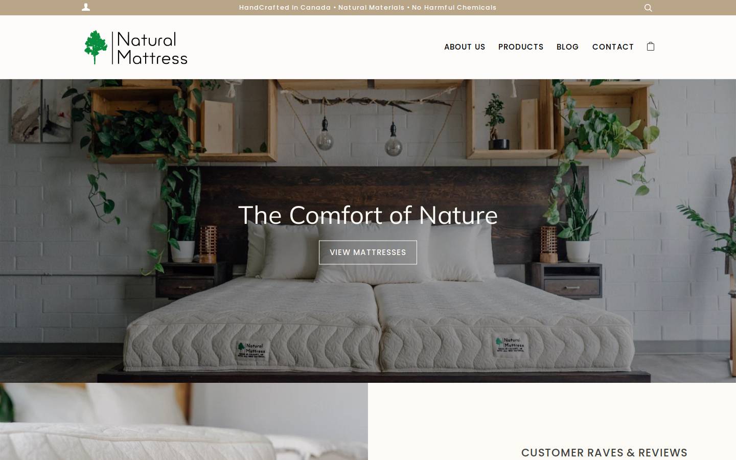 naturalmattress.ca homepage screenshot