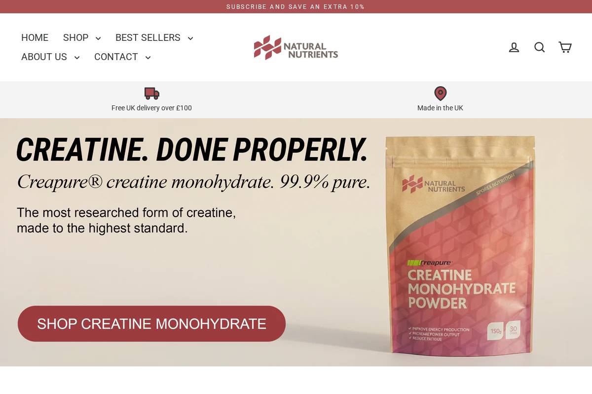 Natural Nutrients homepage screenshot