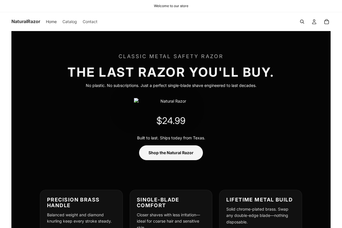 naturalrazor.com homepage screenshot