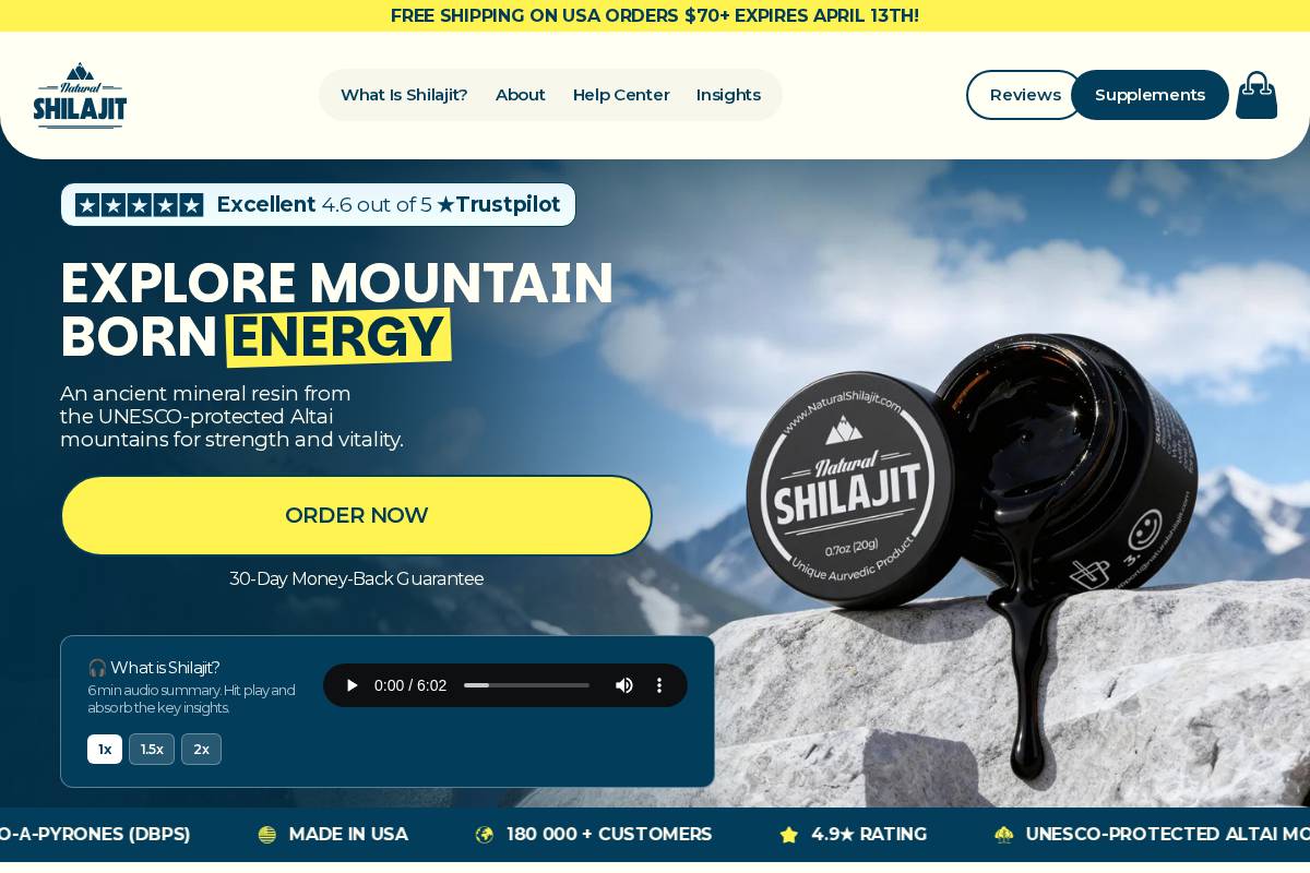 naturalshilajit.com homepage screenshot