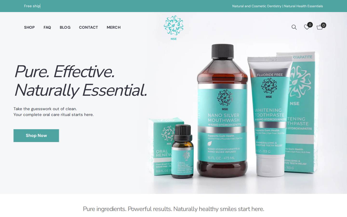 naturalsmileessentials.com homepage screenshot
