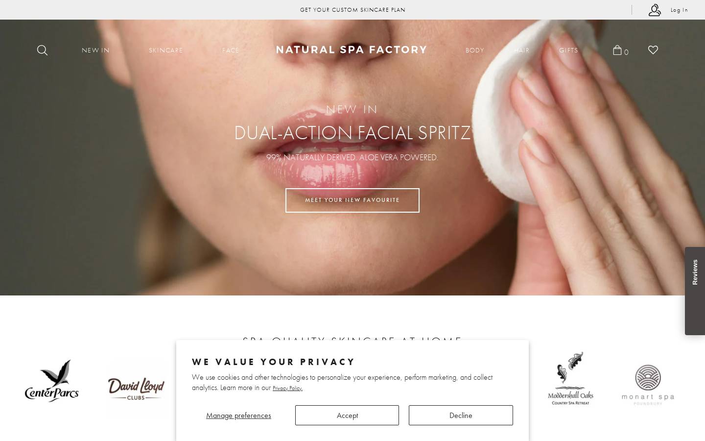 Natural Spa Factory homepage screenshot