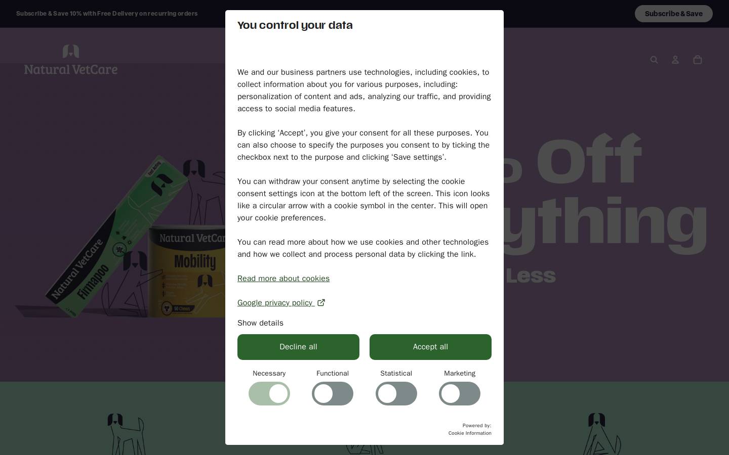 naturalvetcare.co.uk homepage screenshot