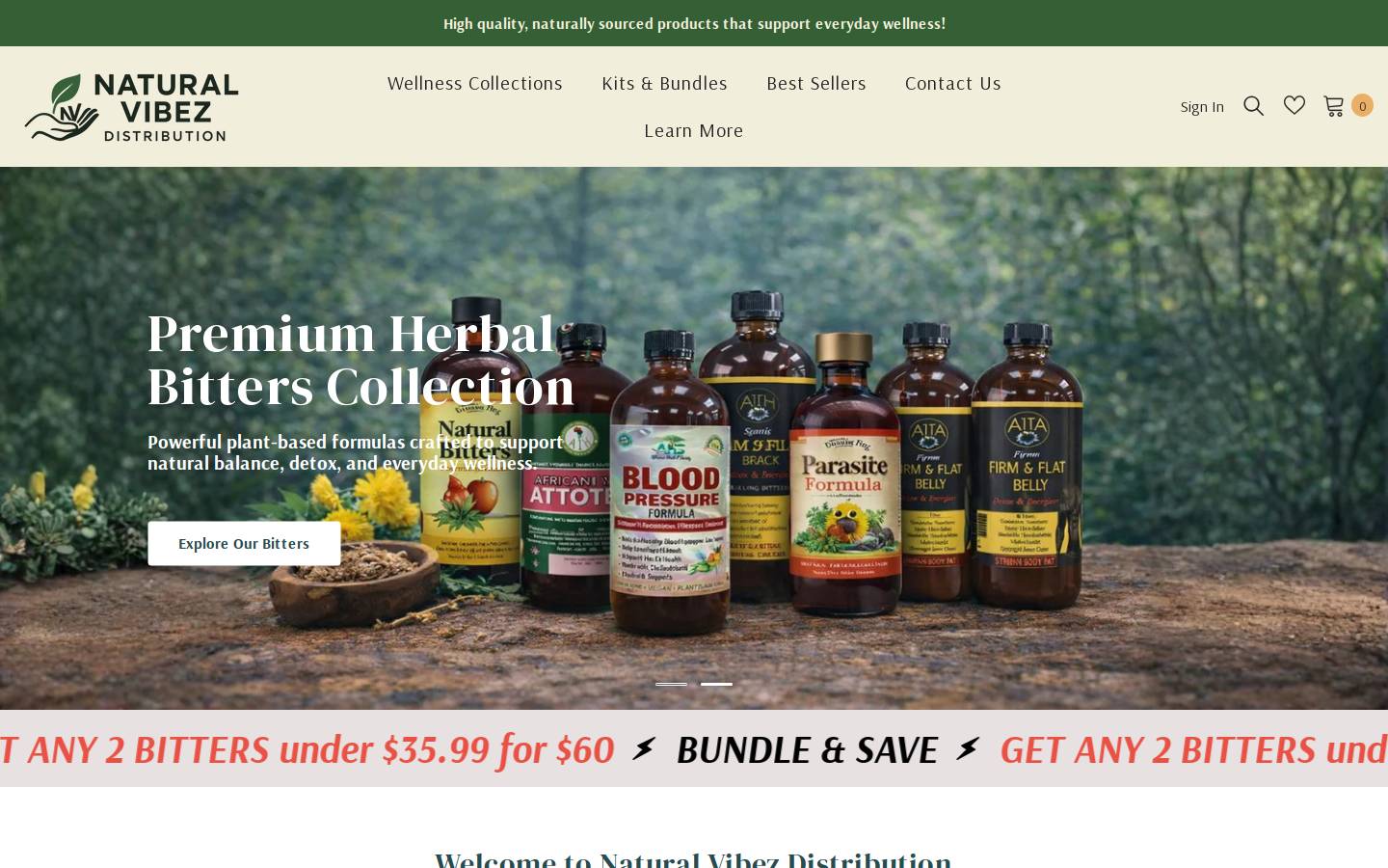 naturalvibezdistro.com homepage screenshot