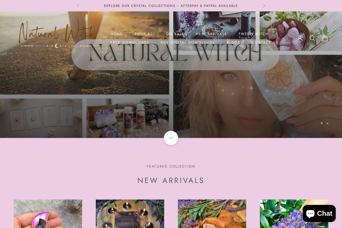 naturalwitch.com.au homepage screenshot