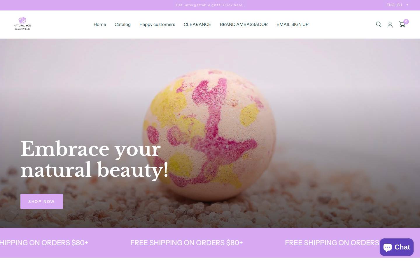 naturalyoubeauty.com homepage screenshot