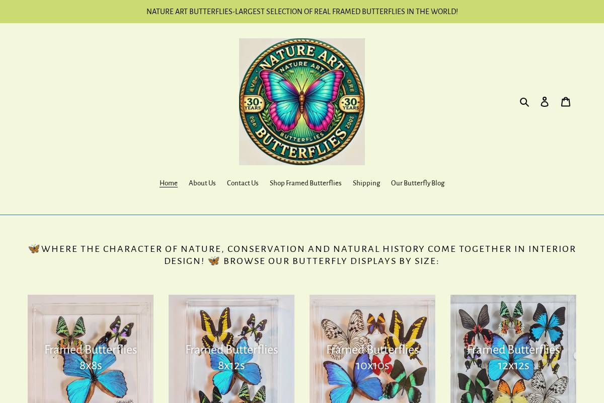 natureartbutterflies.net homepage screenshot