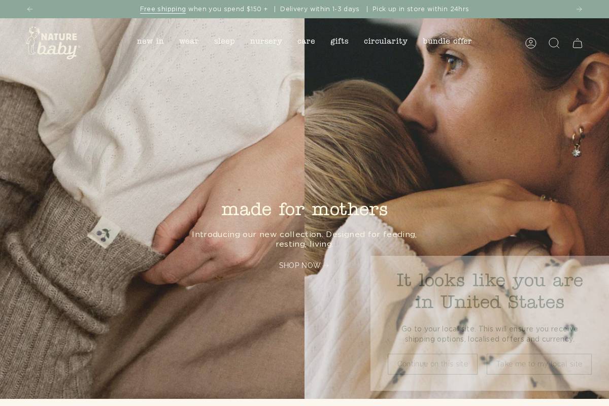 naturebaby.co.nz homepage screenshot