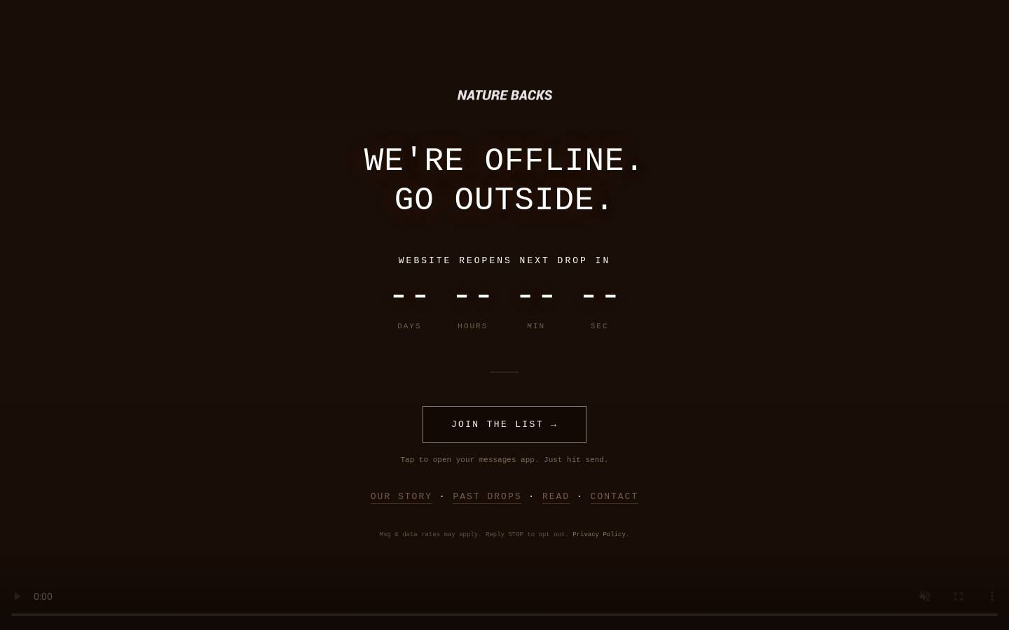 Nature Backs homepage screenshot