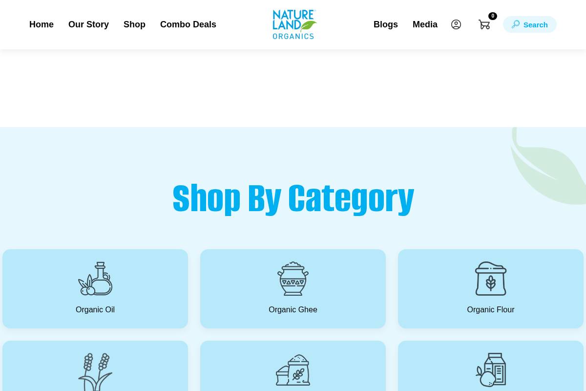 Naturelandorganics.com homepage screenshot