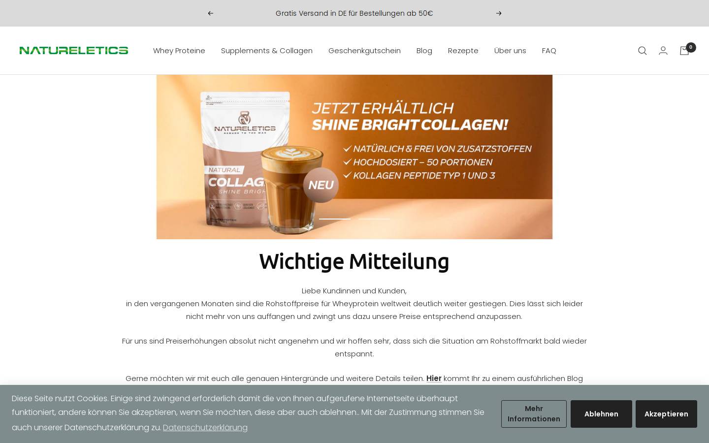 Natureletics homepage screenshot