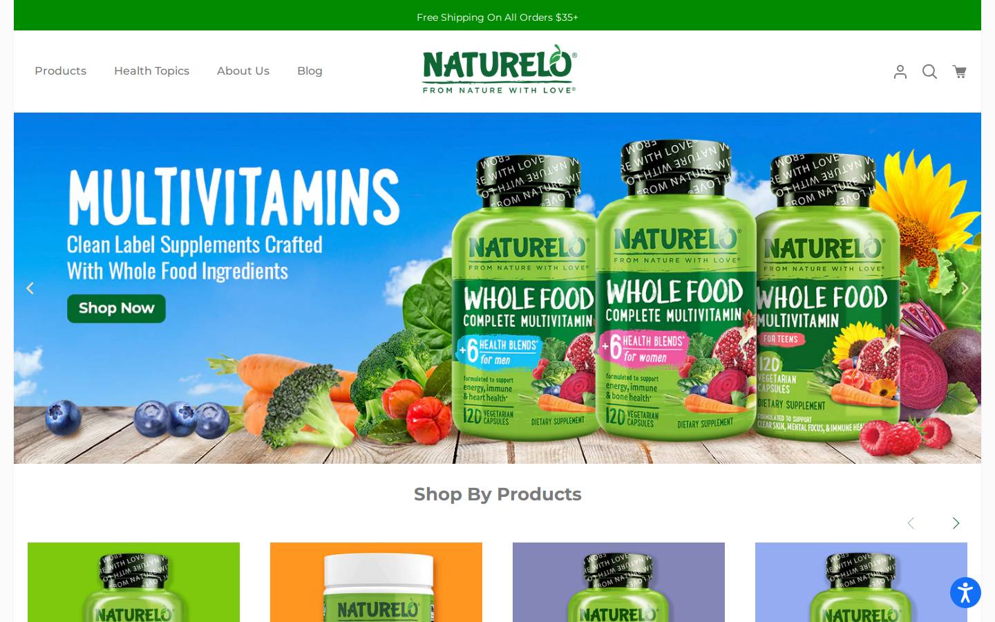 NATURELO homepage screenshot