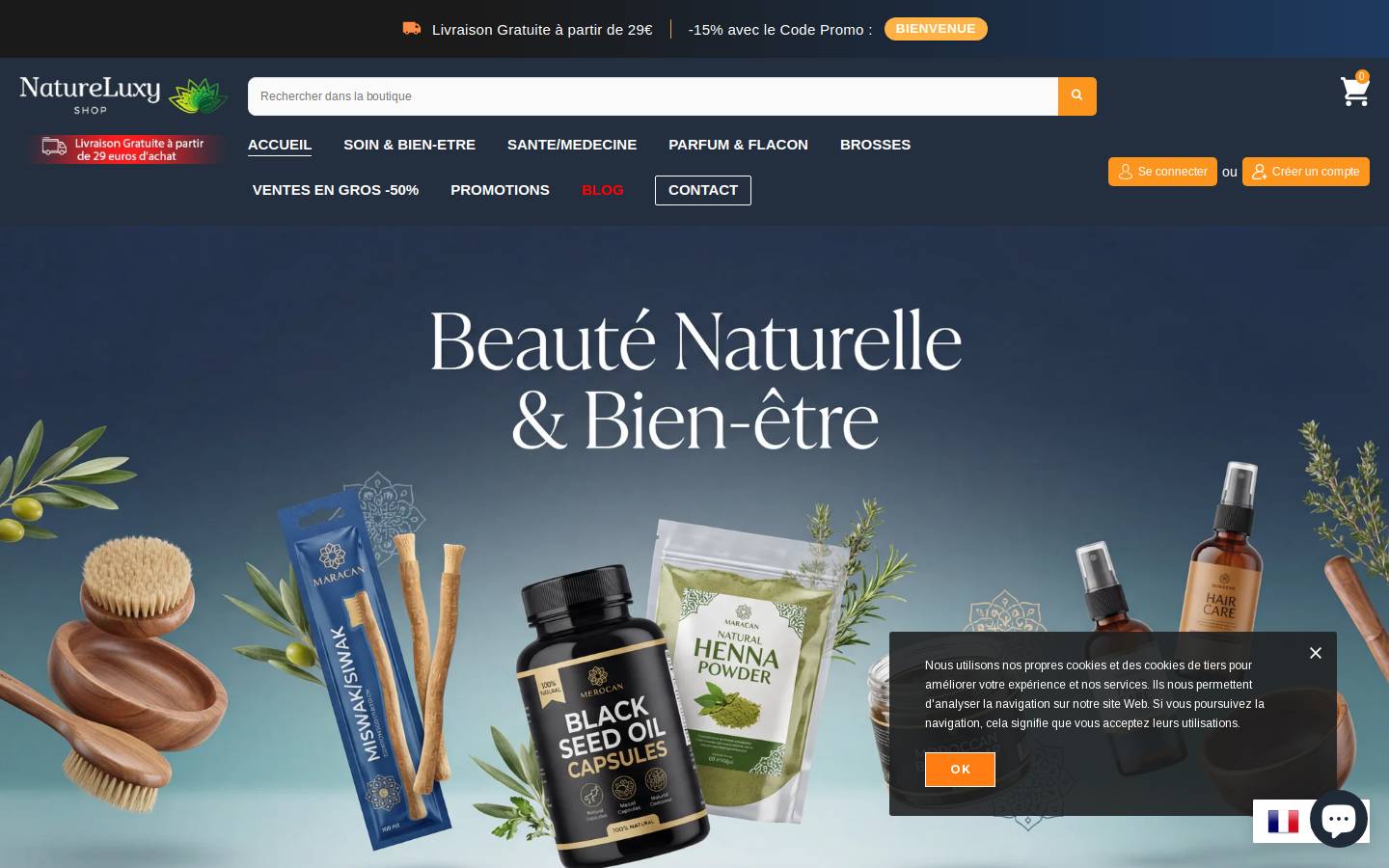 Natureluxy Shop homepage screenshot