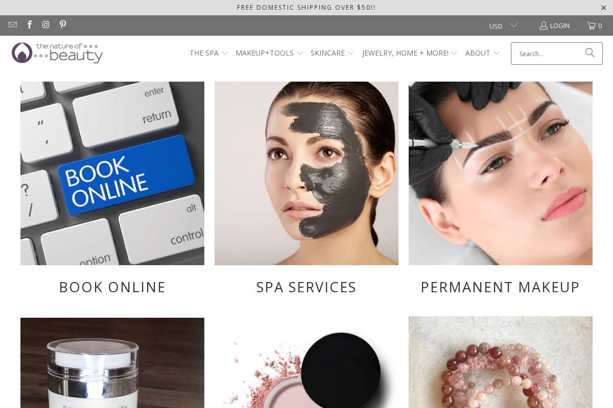 The Nature of Beauty homepage screenshot