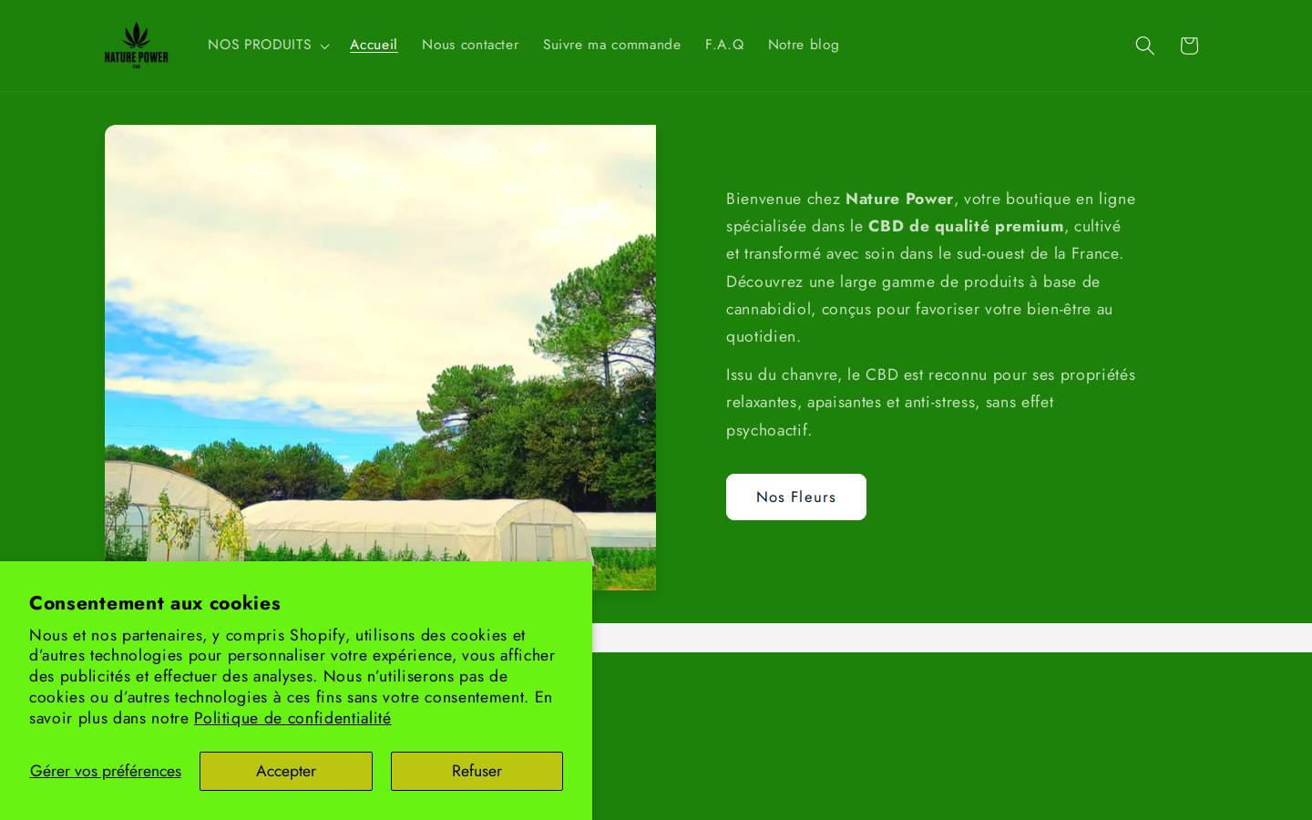 Naturepowercbd homepage screenshot