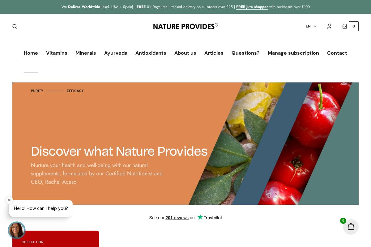 Nature Provides homepage screenshot